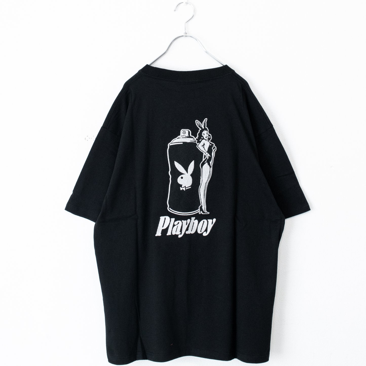 SEQUENZ meets PLAYBOY PB SPRAY×BUNNY EMB Short-sleeved T-shirt BLACK