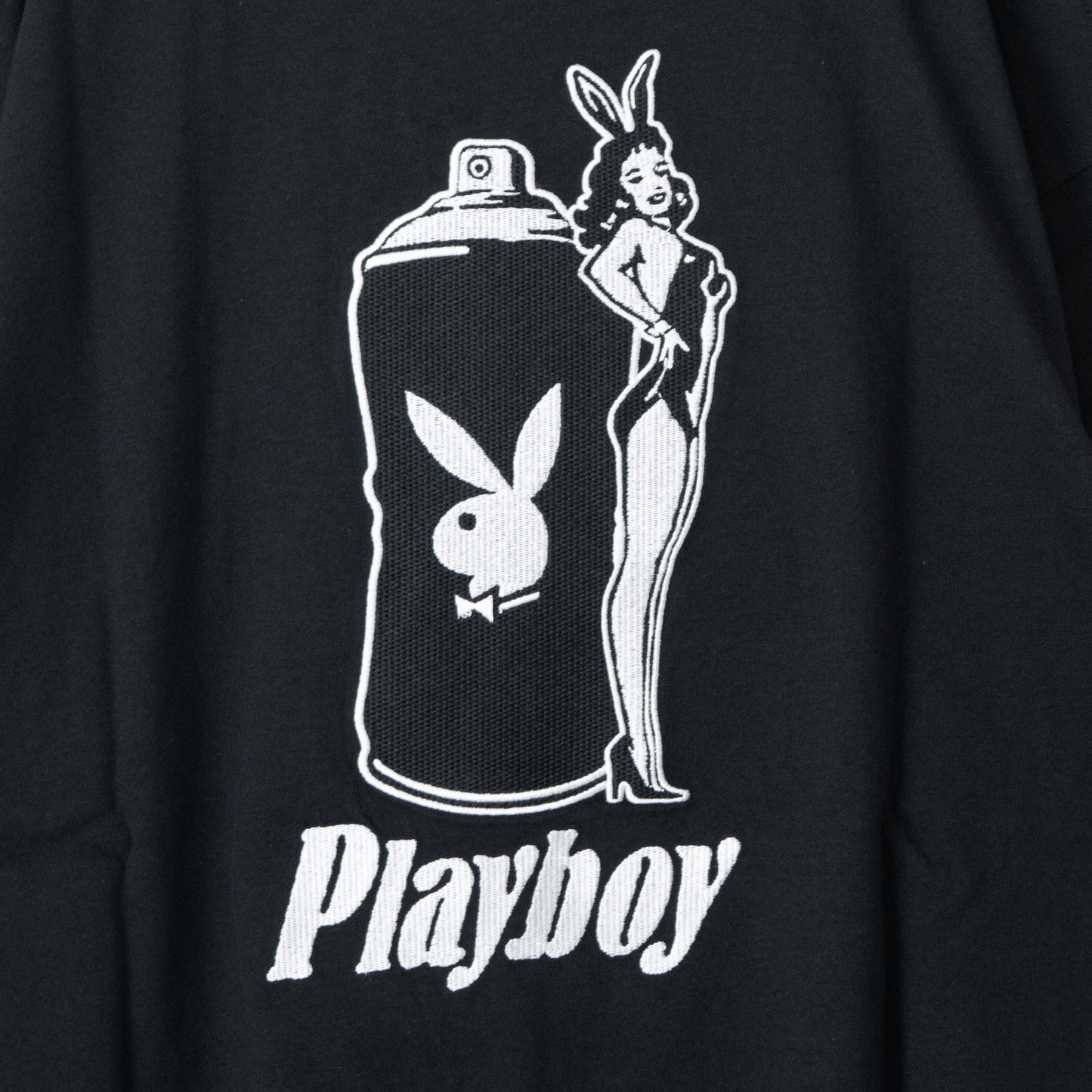 SEQUENZ meets PLAYBOY PB SPRAY×BUNNY EMB Short-sleeved T-shirt BLACK