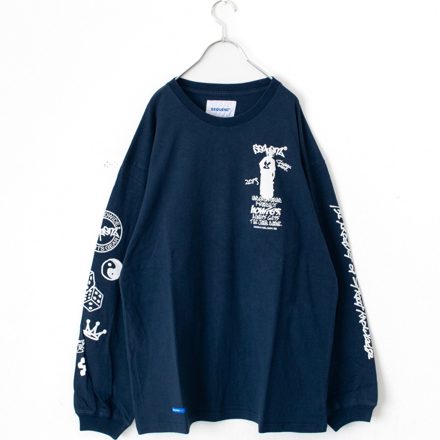 SEQUENZ O.G COLLAGE PUFF プリント ロンT NAVY