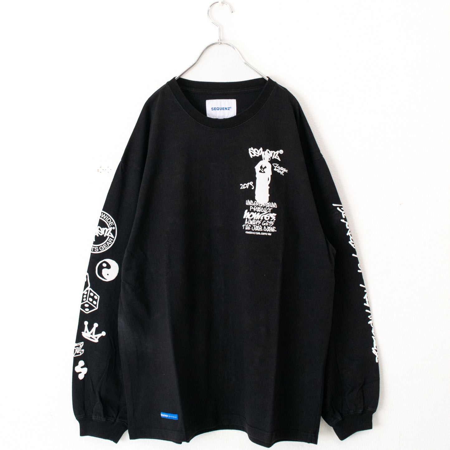 SEQUENZ OG COLLAGE PUFF PRINT LONG T-SHIRT BLACK