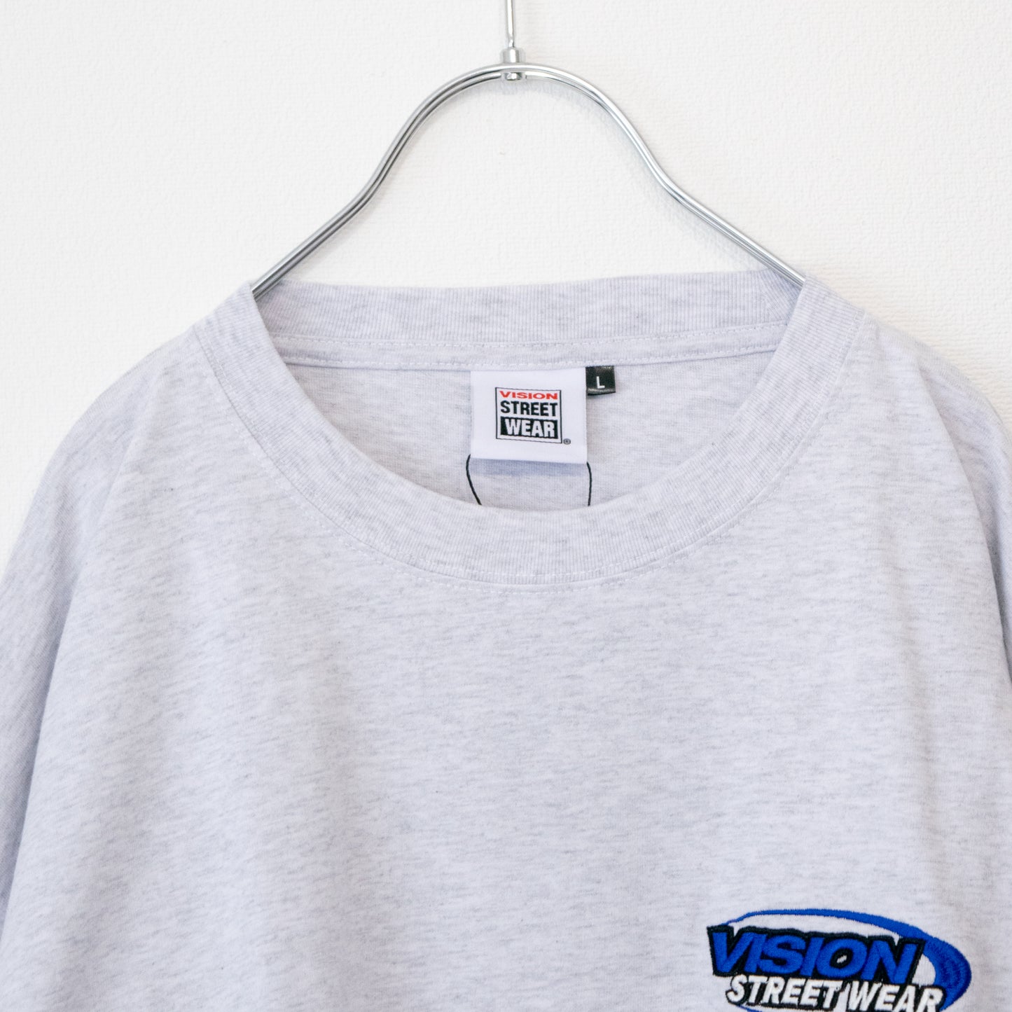 VISION STREET WEAR Logo Sleeve Print Long T-Shirt LIGHT GRAY