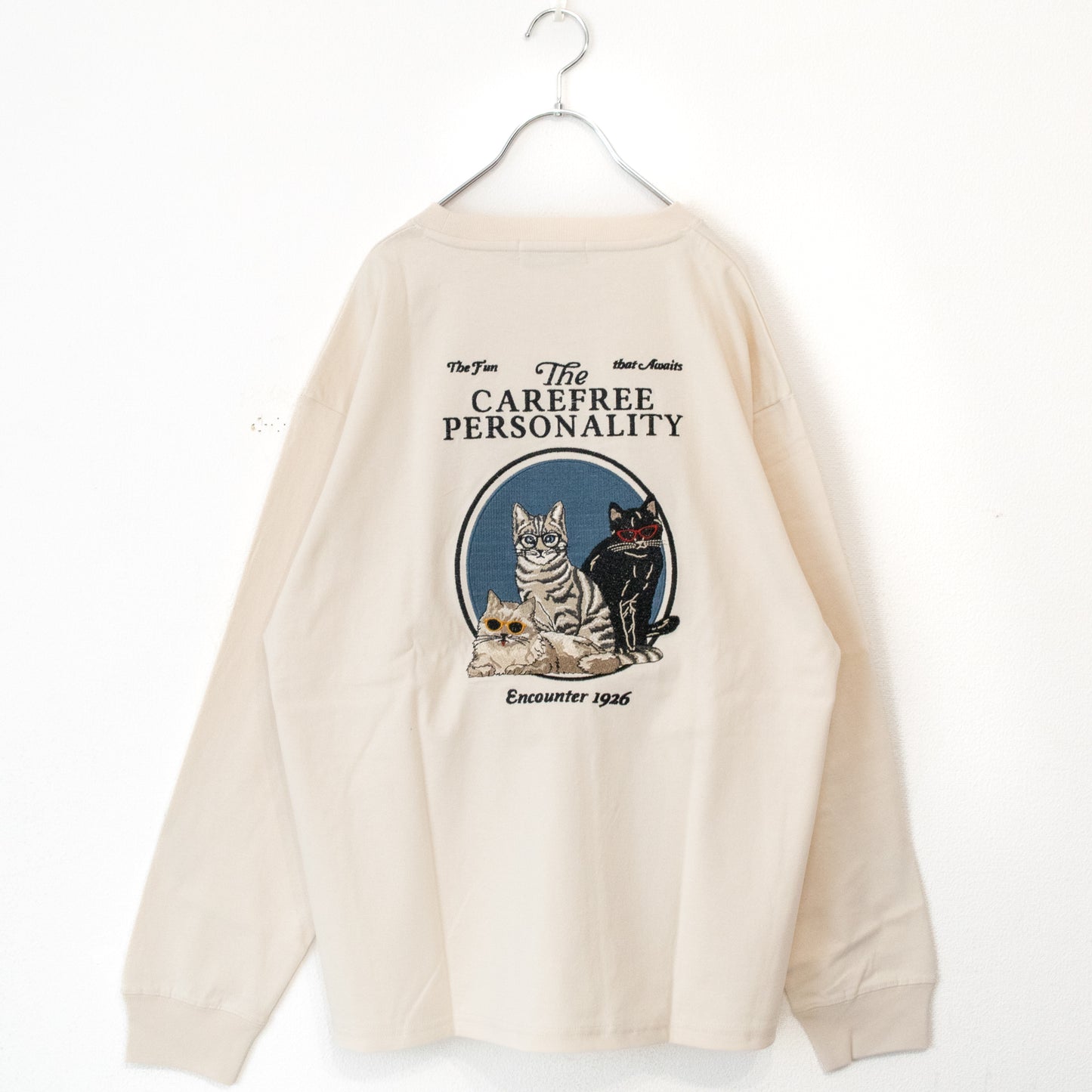 POWER TO THE PEOPLE Cat Embroidery Shirt OFF WHITE