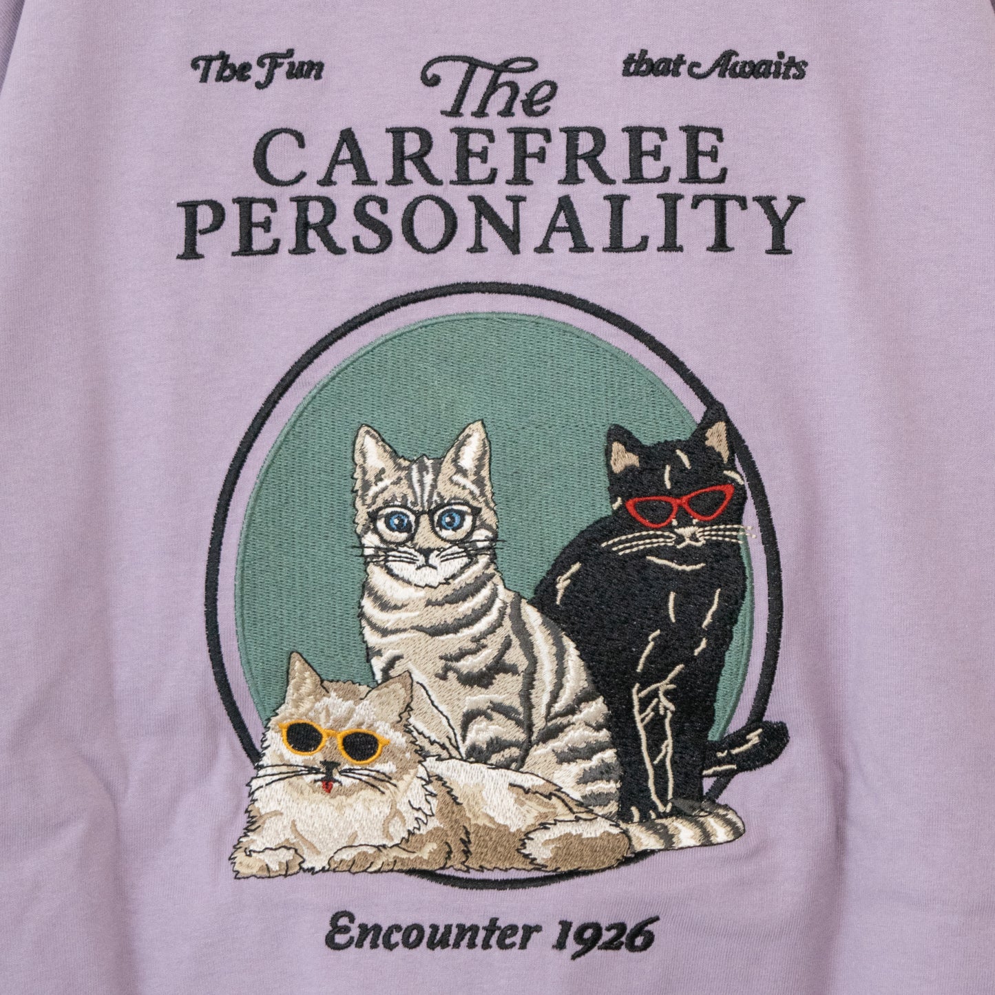 POWER TO THE PEOPLE Cat Embroidery Shirt GRAY PURPLE