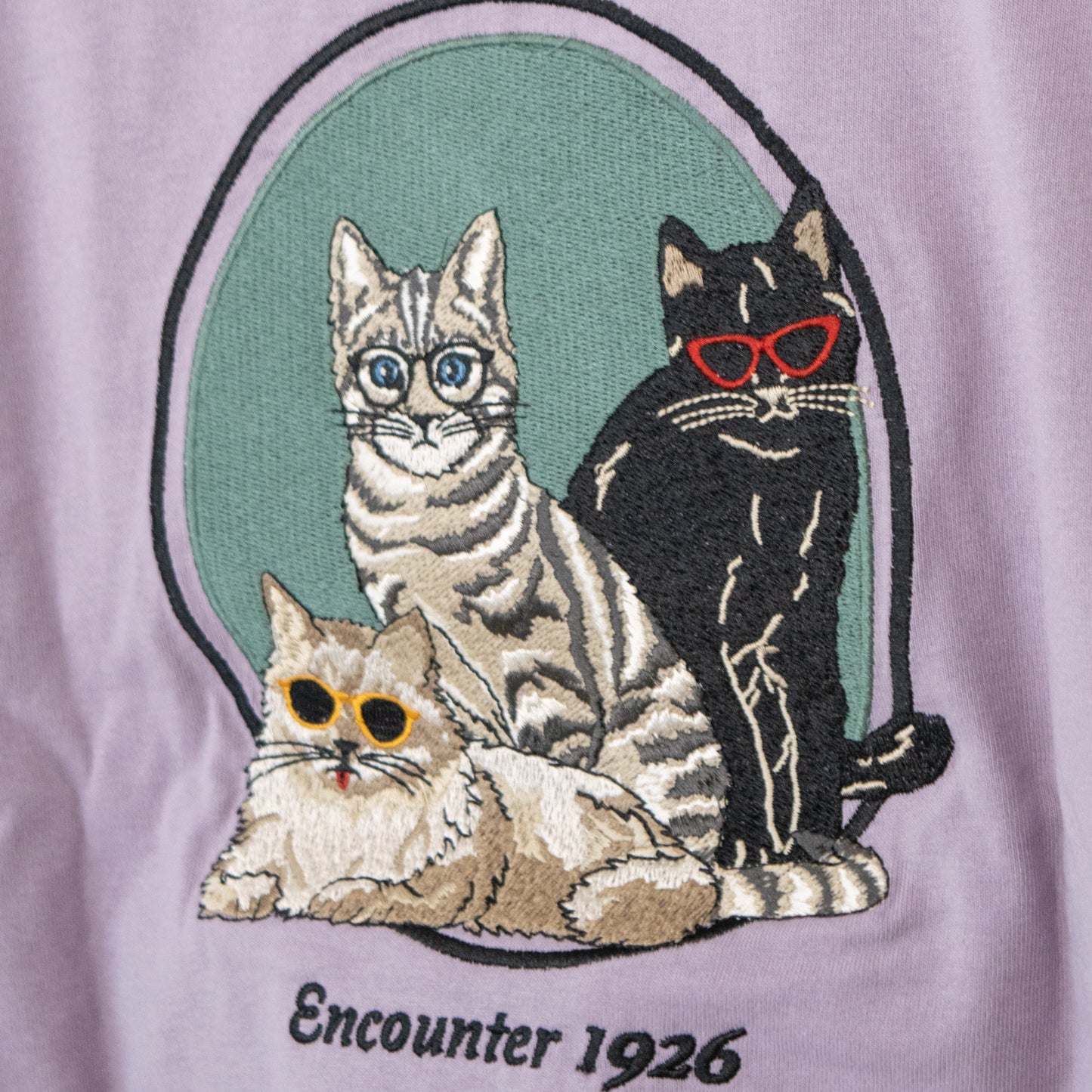 POWER TO THE PEOPLE Cat Embroidery Shirt GRAY PURPLE