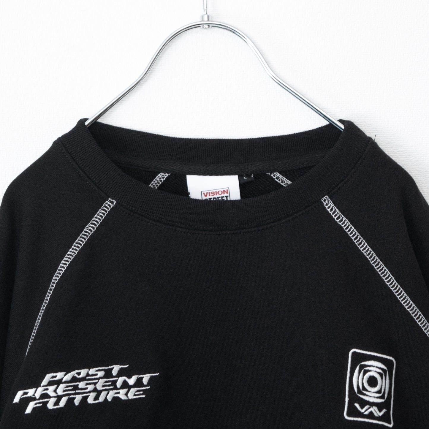 VISION STREET WEAR Sports Logo Embroidered Crew Neck Top BLACK