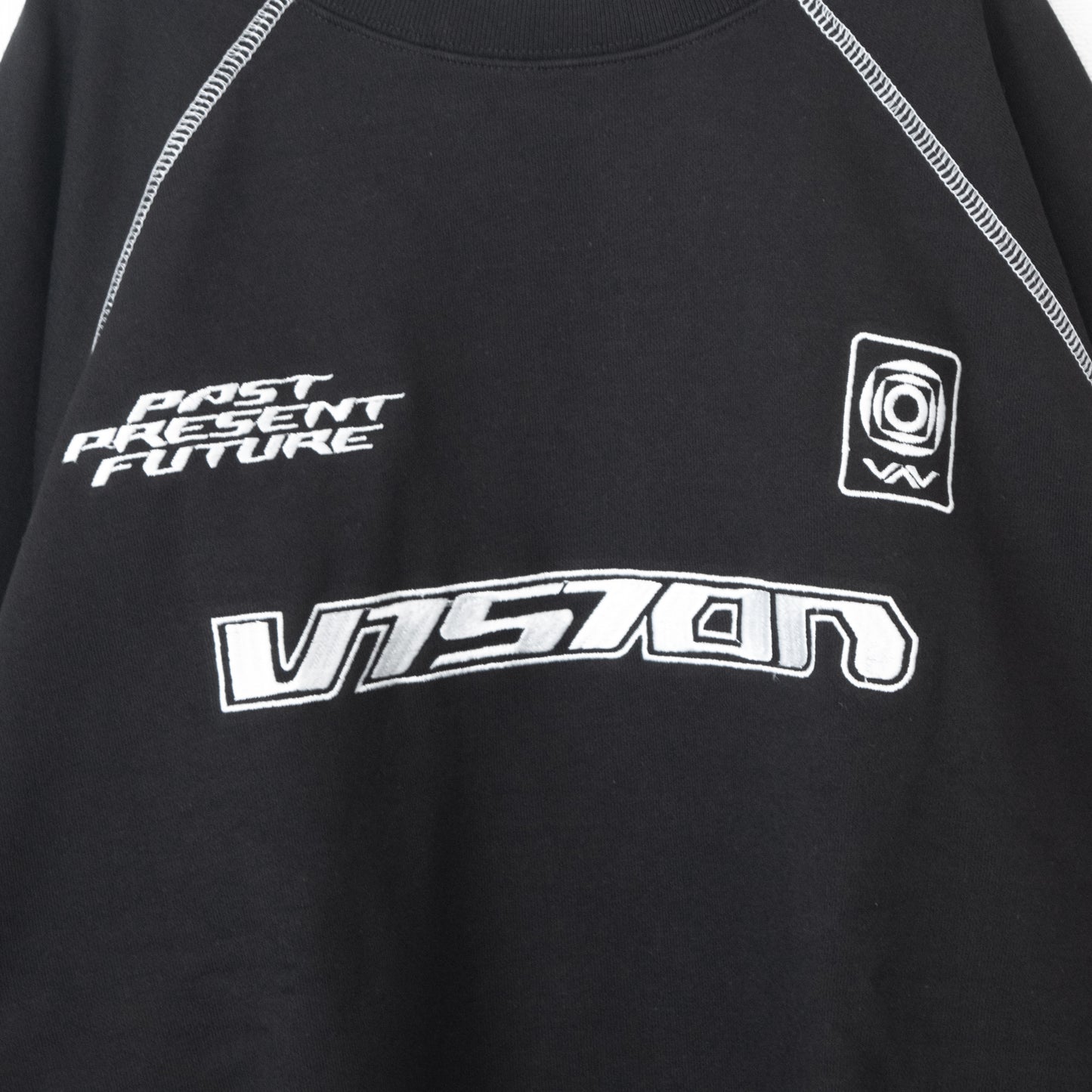 VISION STREET WEAR Sports Logo Embroidered Crew Neck Top BLACK