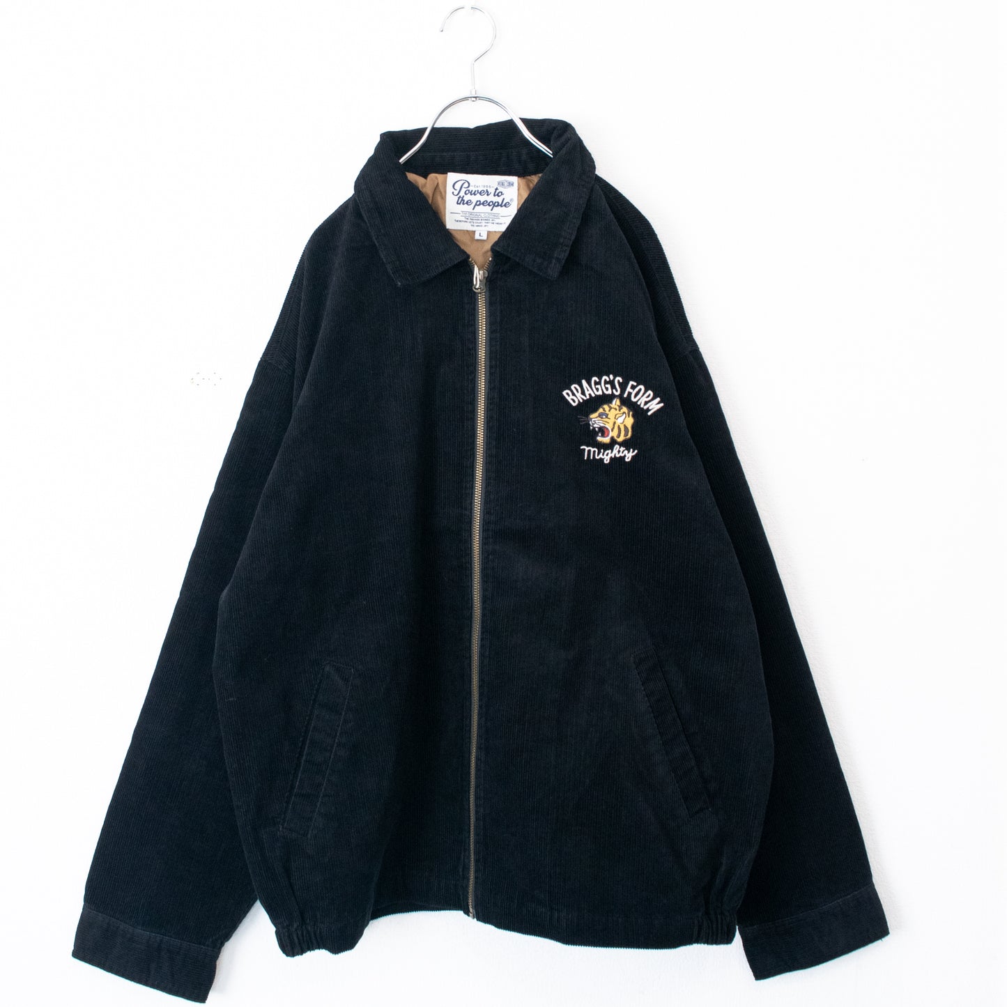 Tiger Embroidery Corduroy Zip Jacket BLACK