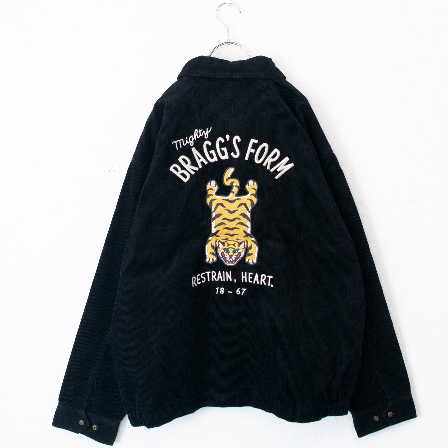 Tiger Embroidery Corduroy Zip Jacket BLACK