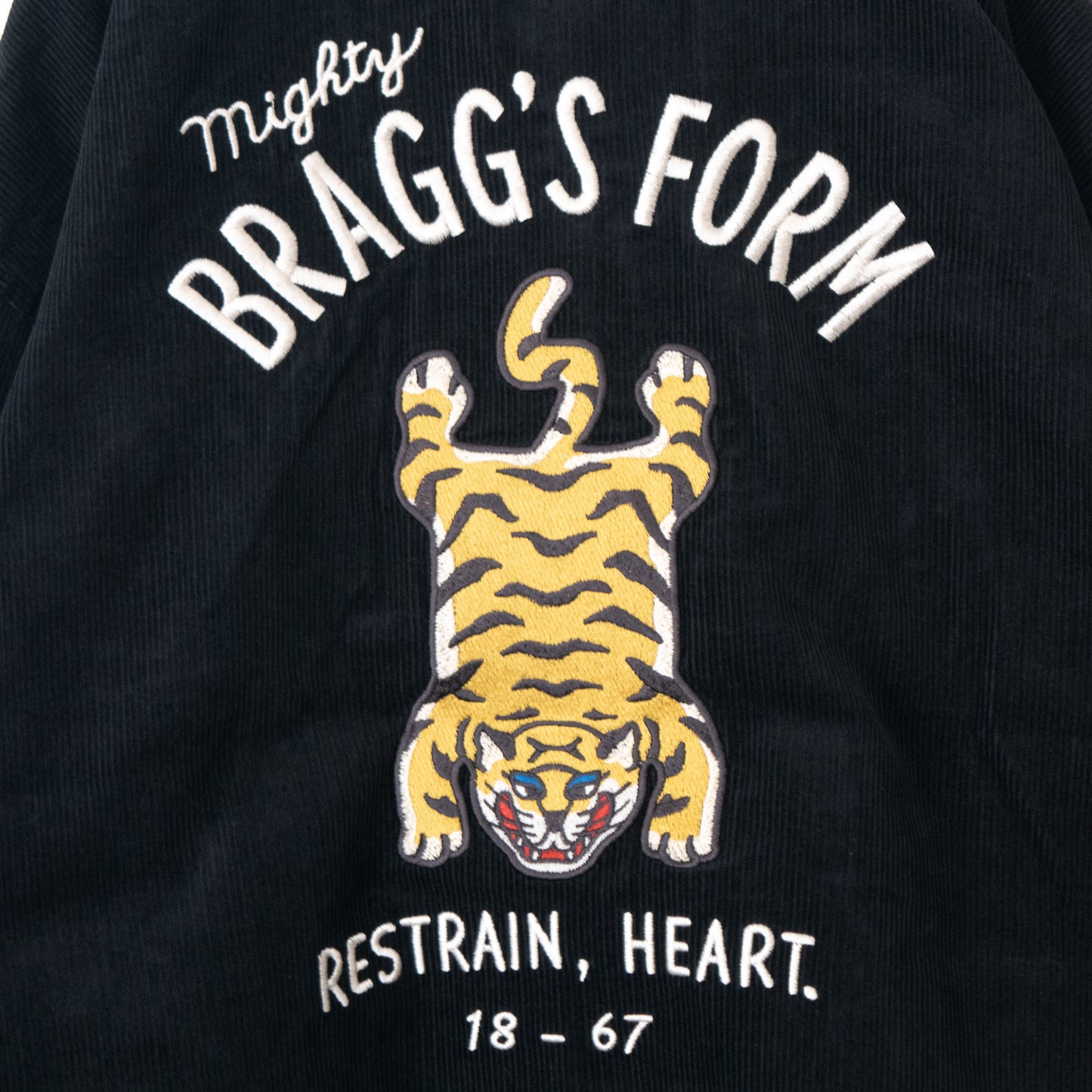 Tiger Embroidery Corduroy Zip Jacket BLACK