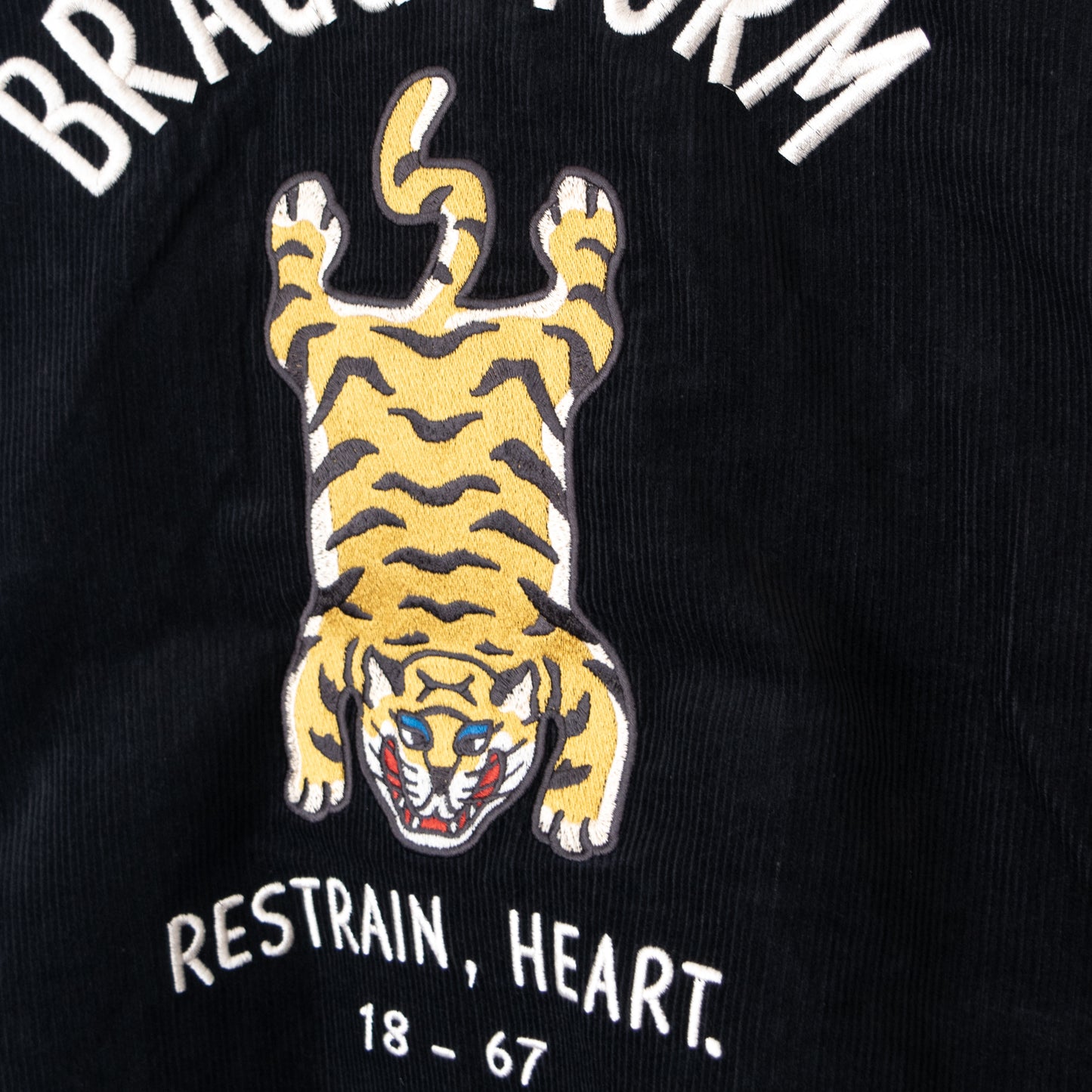 Tiger Embroidery Corduroy Zip Jacket BLACK