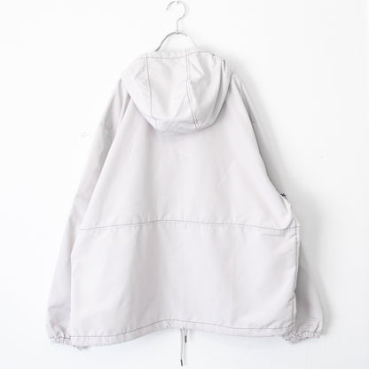 SEQUENZ/HOODED ANORAK JACKET / オーバーサイズ アノラック フード 刺繍 ドローコード LIGHT GRAY
