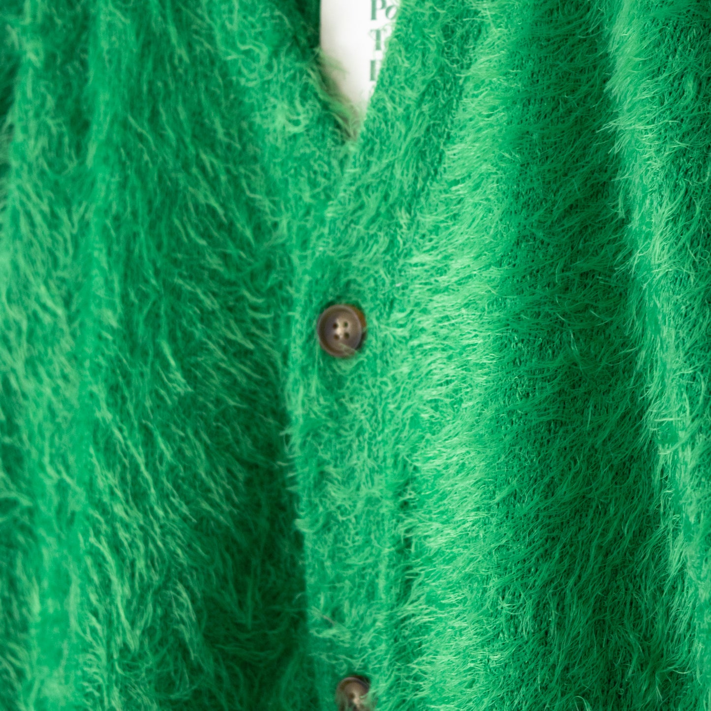 Colorful Shaggy Cardigan GREEN