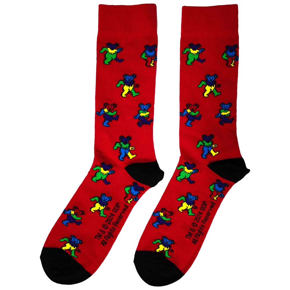 Grateful Dead ユニセックスソックス Dancing Bears (Red)