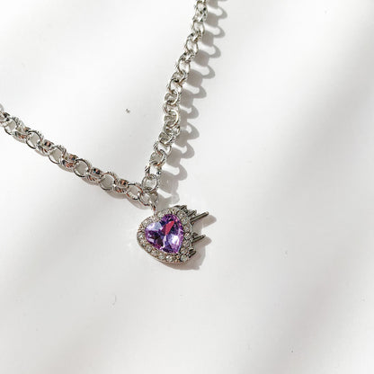ビジューハート チェーンネックレス PURPLE