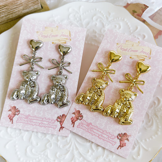 Purple Cream ベアロマンスピアス・イヤリング P1356