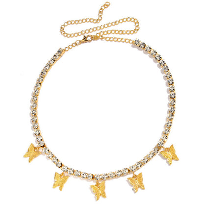 Butterflies Rhinestone チョーカー GOLD