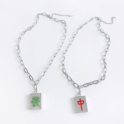 麻雀牌 ビジュートップ チェーンネックレス 発