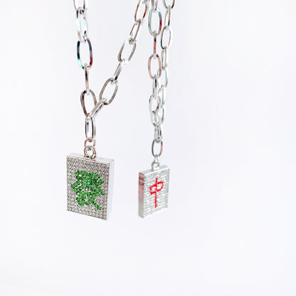 麻雀牌 ビジュートップ チェーンネックレス 中