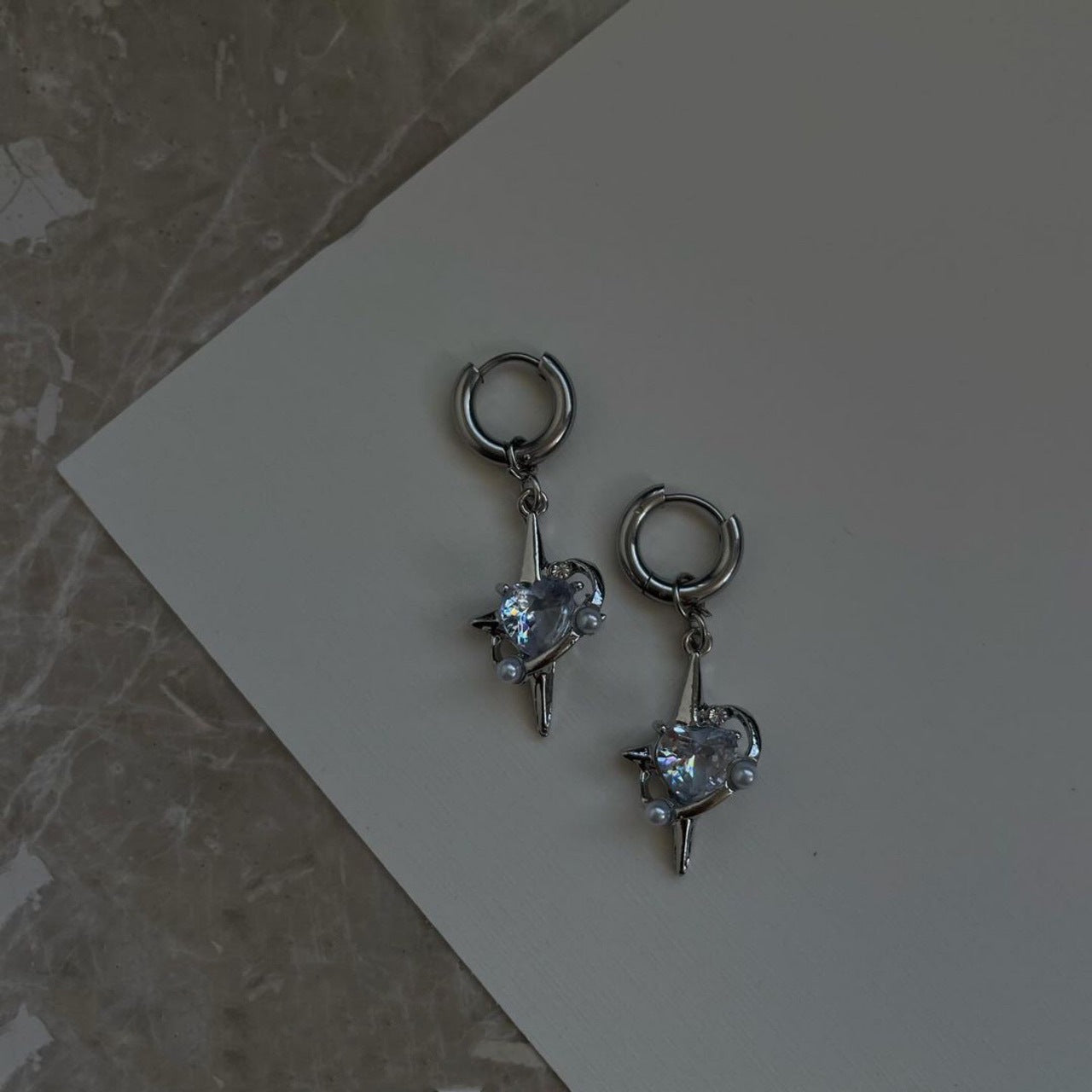 ハート プラネット フープ ピアス SILVER