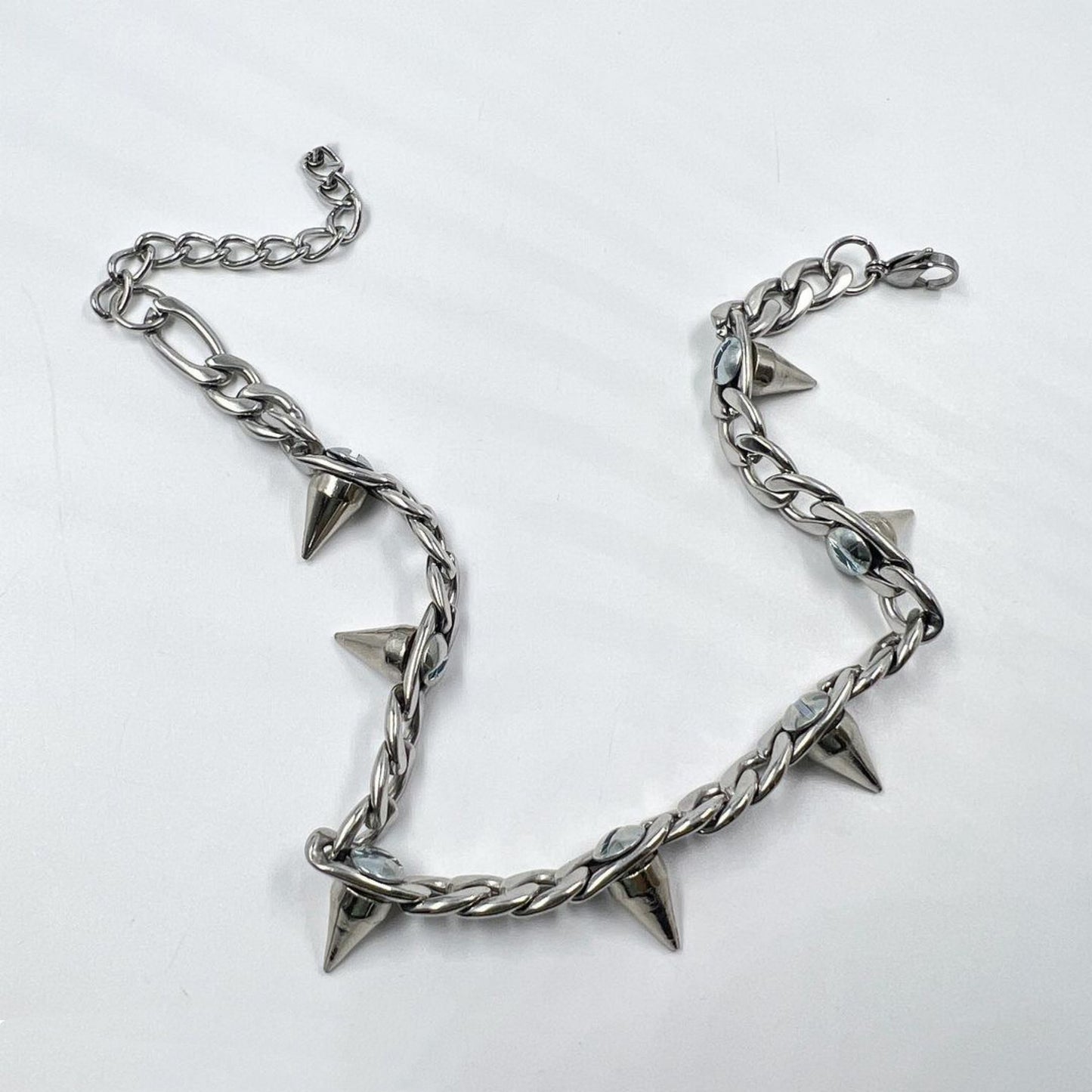 Spike stud chain necklace SILVER