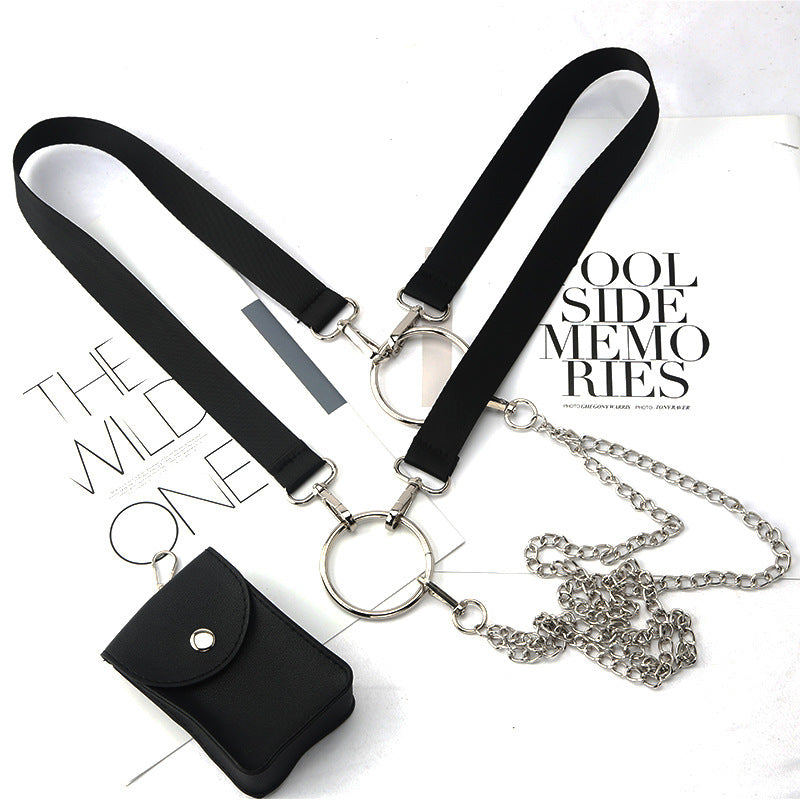 Chain Belt Strap with Mini Bag BLACK