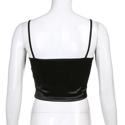 ロゴ刺繍 キャミソール BLACK