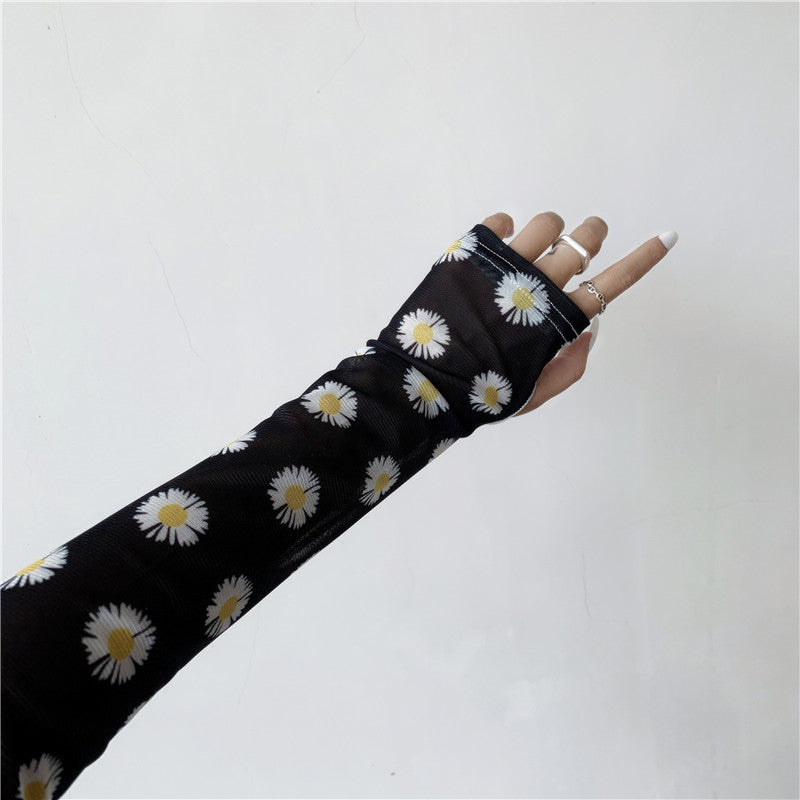 Sheer Flower Arm Cover BLACK