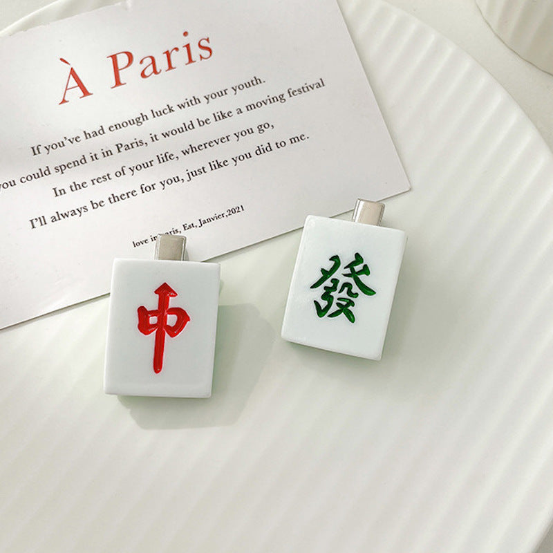 Flat Mahjong Tile Hair Clip