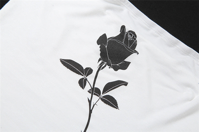 Rose separate long sleeve design top WHITE