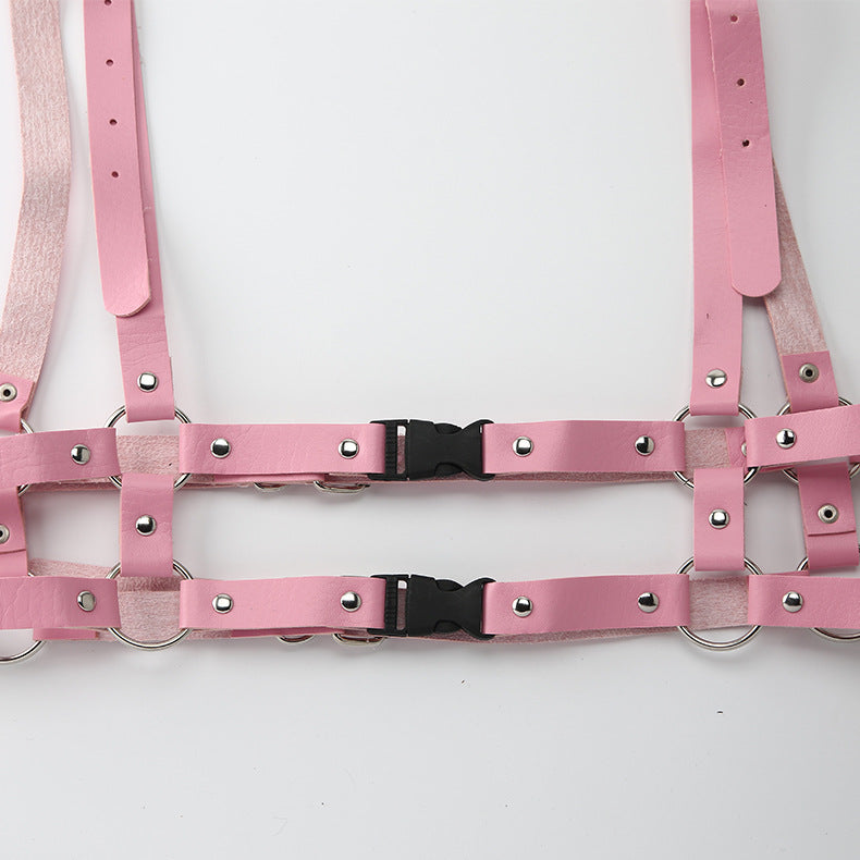 Double waist belt harness belt PINK