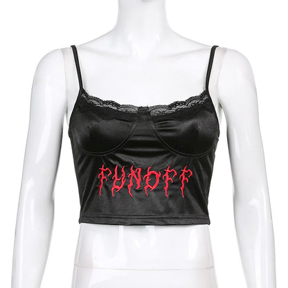 ロゴ刺繍 キャミソール BLACK