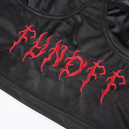 ロゴ刺繍 キャミソール BLACK