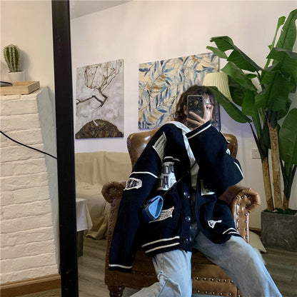 Patch Cardigan Top BLACK