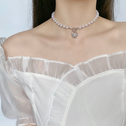 Butterfly Pearl Choker SILVER