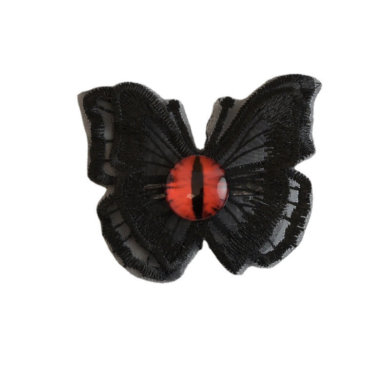 DARK EYE Cabochon Butterfly Hair Clip Hairpin BLACK WHITE
