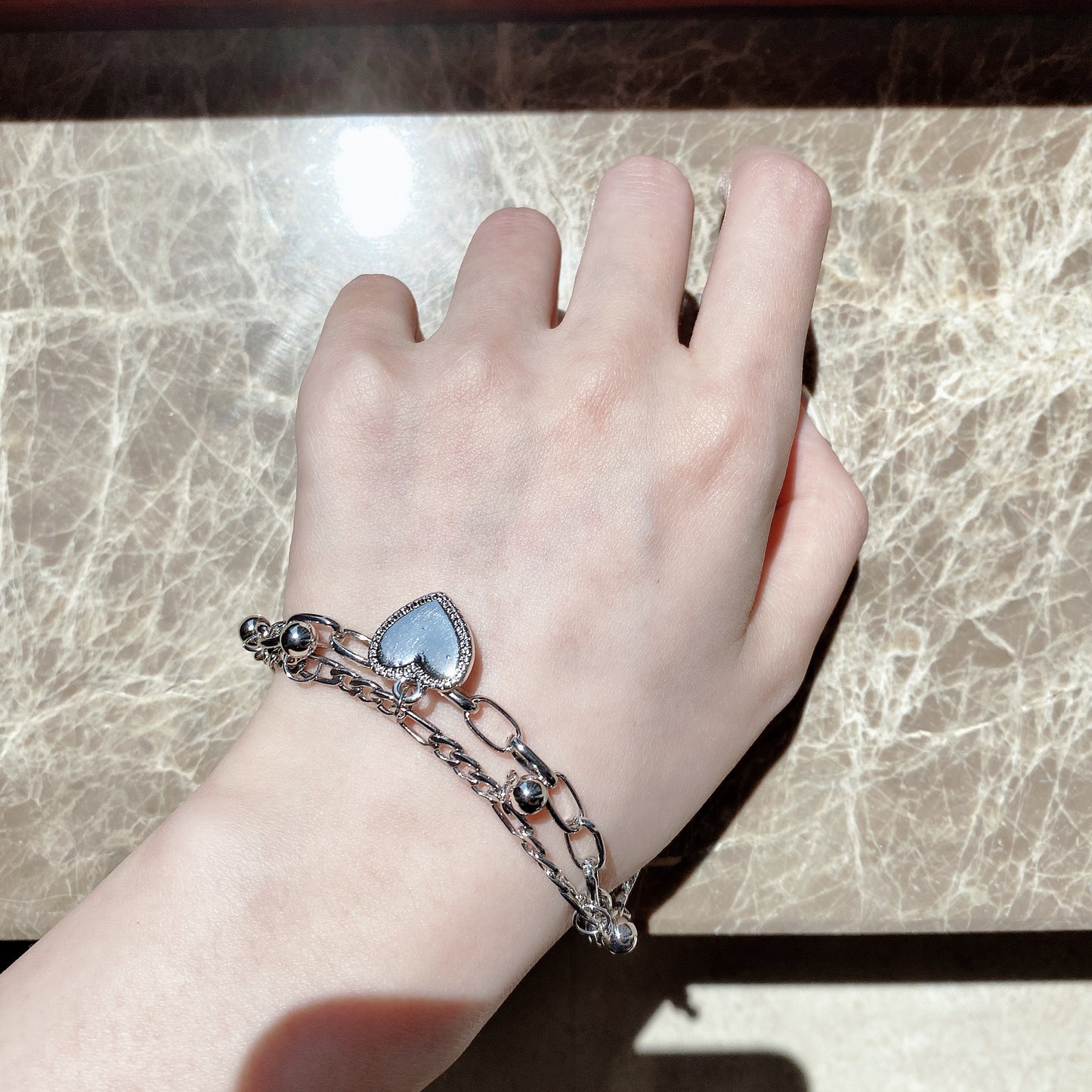 Heart chain bracelet Silver