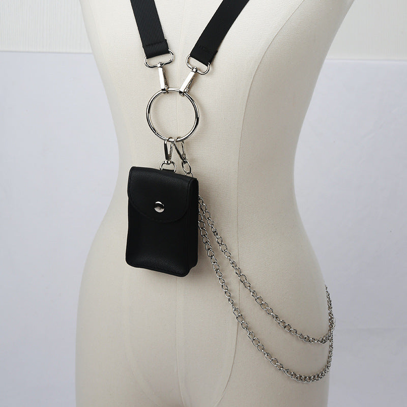 Chain Belt Strap with Mini Bag BLACK