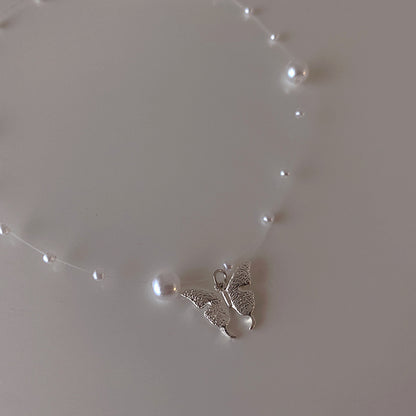 クリアコード パール 蝶々 ネックレス