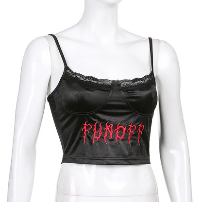 ロゴ刺繍 キャミソール BLACK