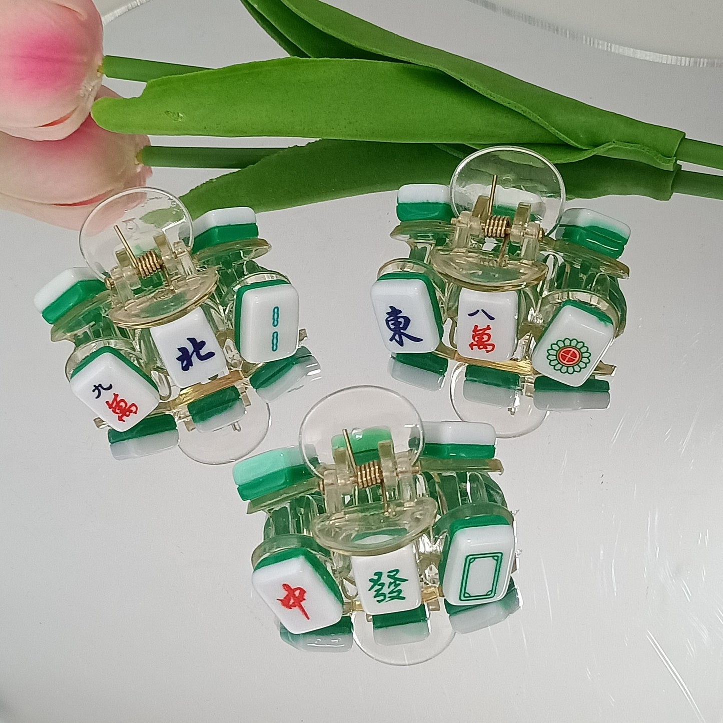 TRIPLE Mahjong tile design hair clip