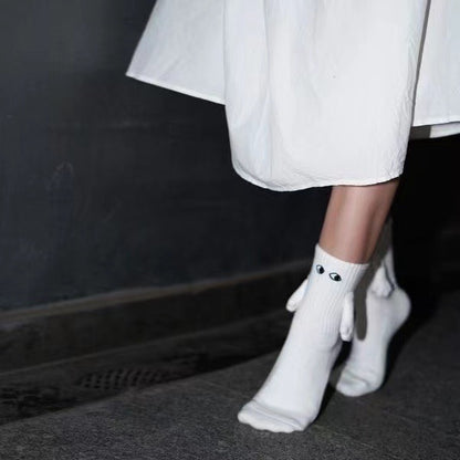 Holding Hands Magnetic Couple Socks WHITE