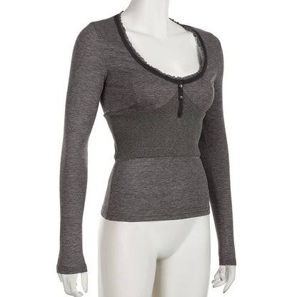 Y2K フィット 長袖 トップス GRAY