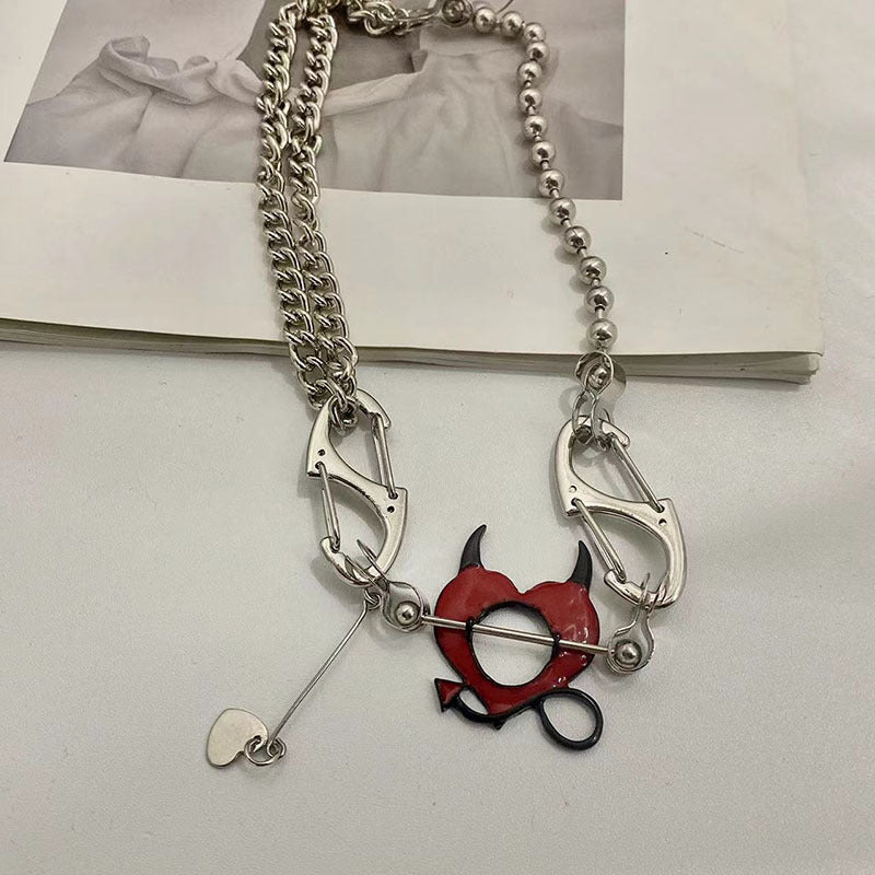 Devil Heart Chain Necklace SILVER