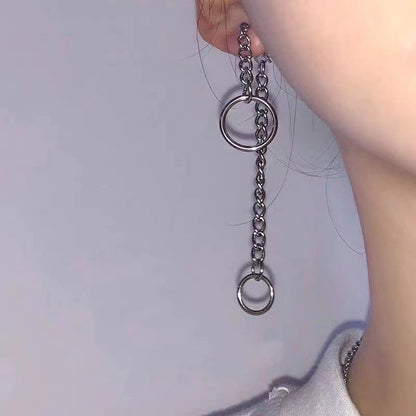 Ring chain earrings SILVER