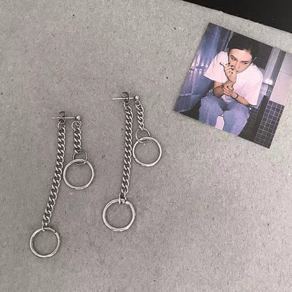 Ring chain earrings SILVER