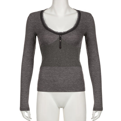 Y2K フィット 長袖 トップス GRAY