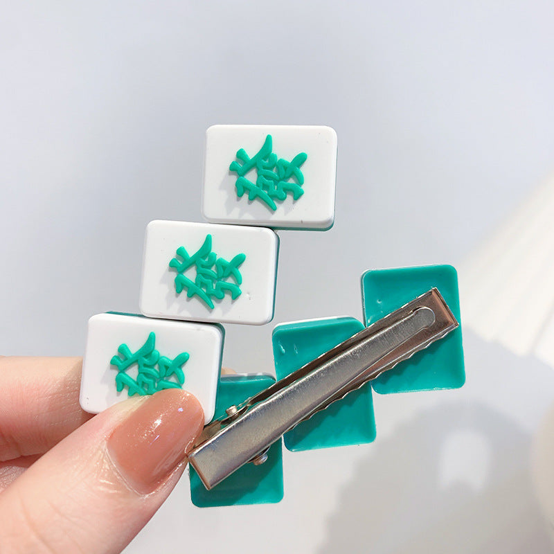 Mahjong tile concealed rubber hair clip