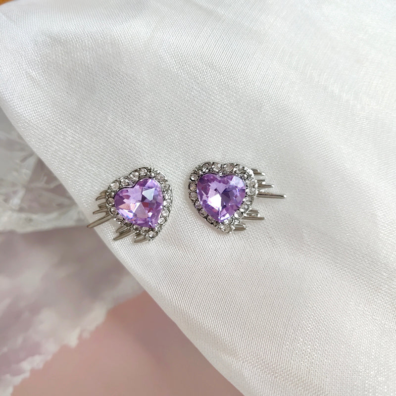 ビジューハート ピアス イヤリング PURPLE