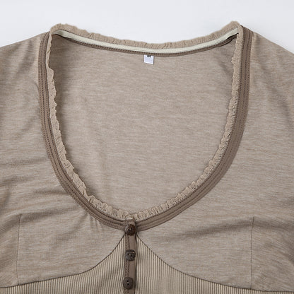 Y2K フィット 長袖 トップス BEIGE