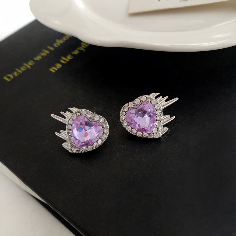 ビジューハート ピアス イヤリング PURPLE